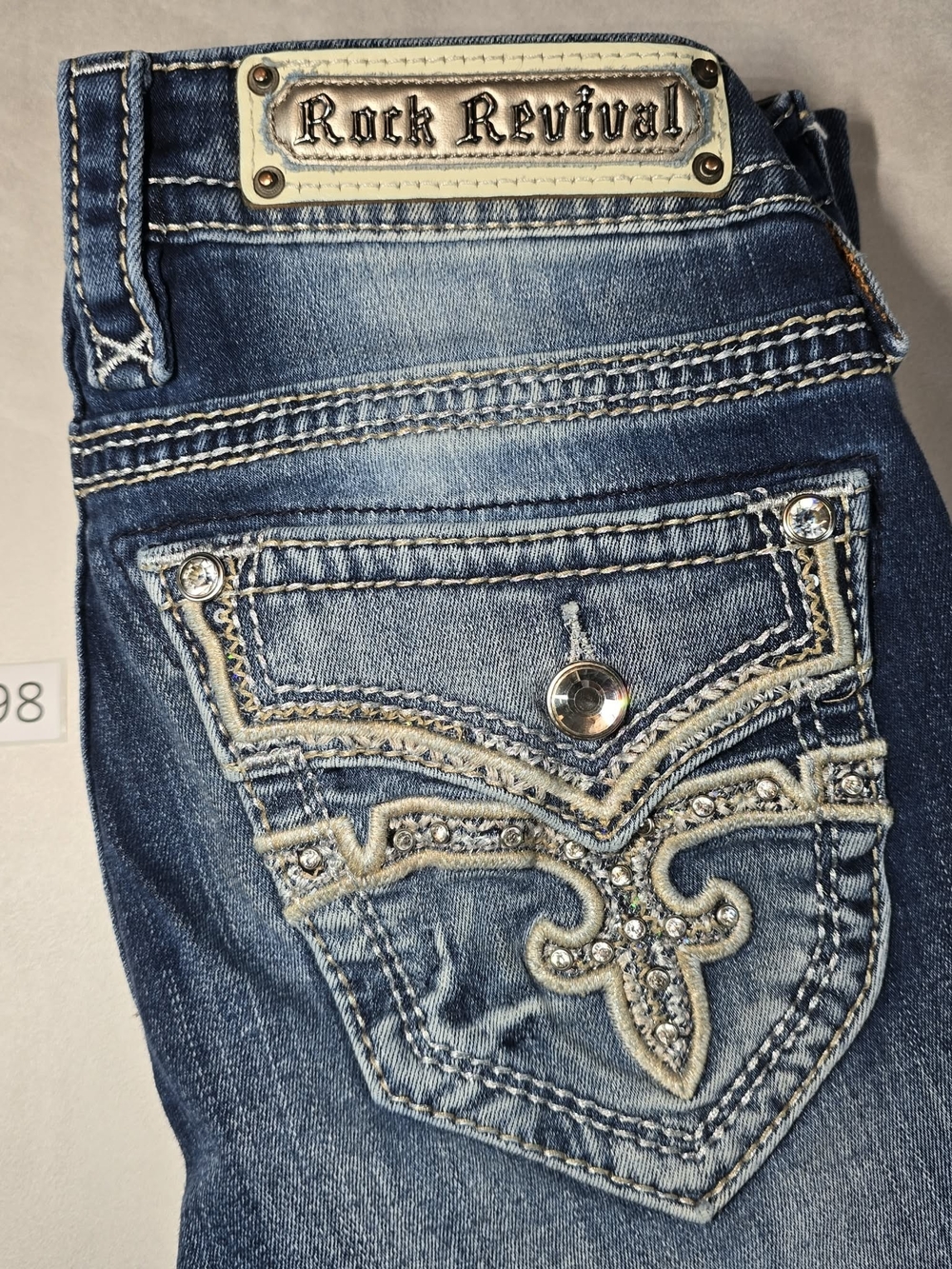 Rock Revival Women's Blue Embellished Jeans Effie Boootcut Sz. 25